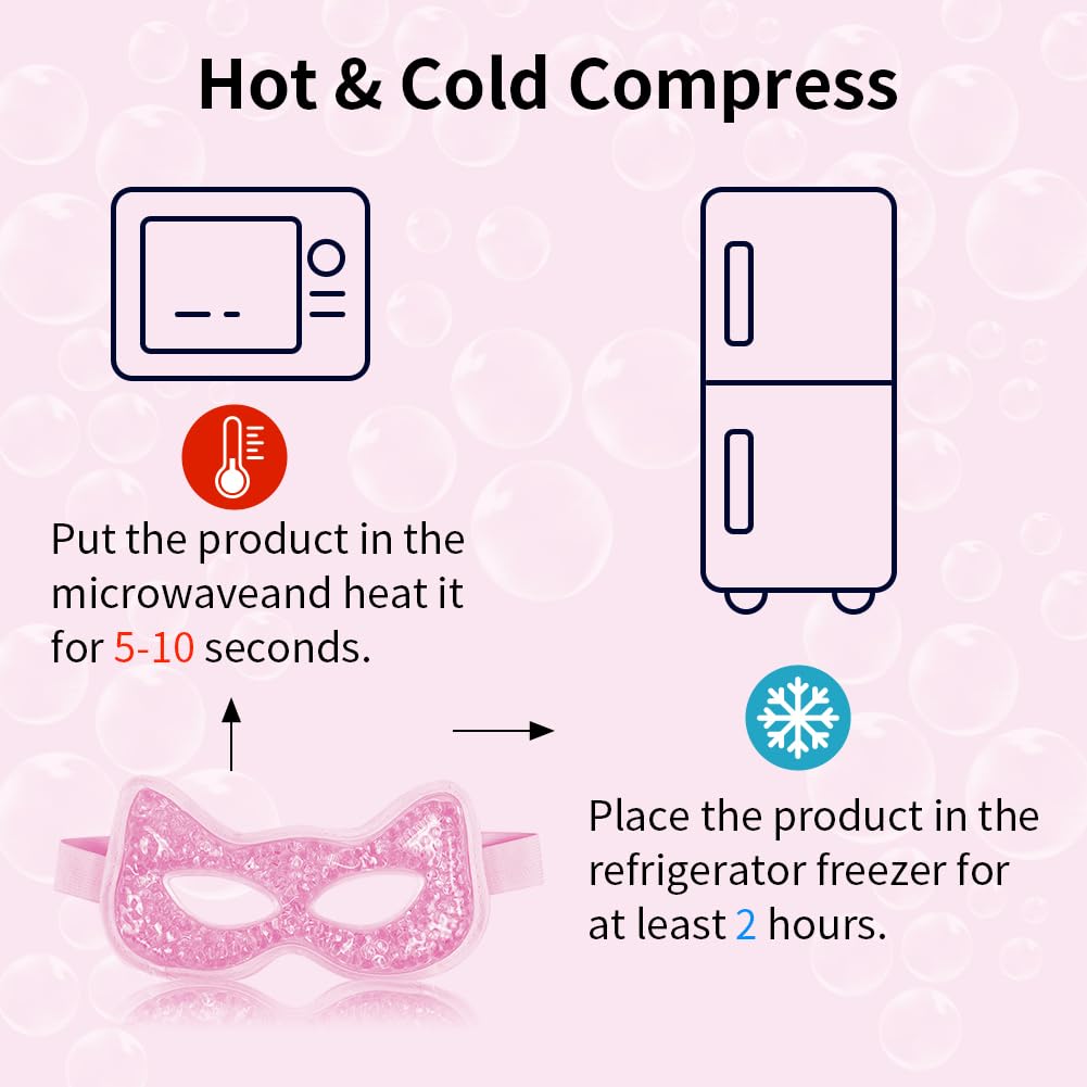 Cooling & Heating Eye Mask - Hot/Cold Use for Puffy Eyes, Headaches, Migraines, Sinus & Dark Circles (2 Packs Blue)