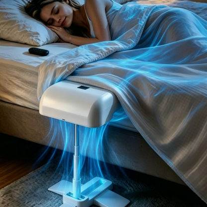 Rechargeable Cooling Bed Fan Under Sheets,Under Sheet Bed Cooling Fan for Hot Sleepers & Night Sweats,Fits all Mattress Heights,Adjustable Beds Coolings System with 5 Speeds and Remote (White)