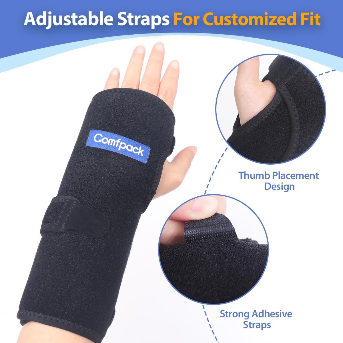 Wrist Ice Pack Wrap for Carpal Tunnel Relief with 2 Gel Ice Packs | Reusable Wrist Brace Compression Sleeve for Injuries, Tendinitis, Swelling, Surgery Recovery, Detachable Gel Inserts, Gifts