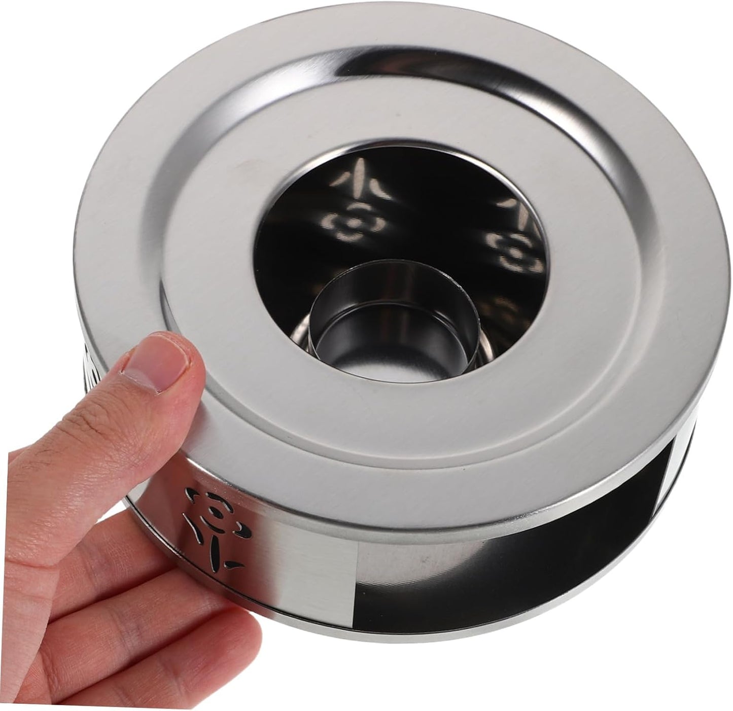Healifty Stainless Steel Tea Warmer Base with Floral Hollow Design for Indoor Outdoor Use Efficient Heat Maintenance Stand for Glass Teapots Coffee Milk Easy Operation Tea Heater for Social