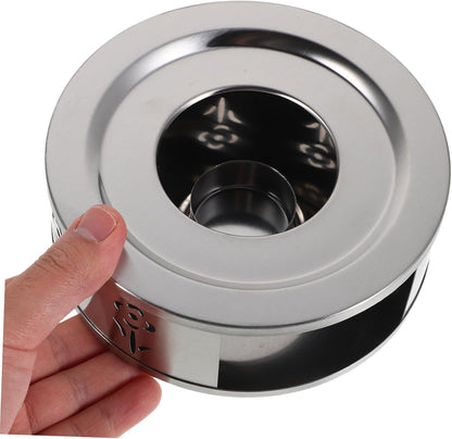 Healifty Stainless Steel Tea Warmer Base with Floral Hollow Design for Indoor Outdoor Use Efficient Heat Maintenance Stand for Glass Teapots Coffee Milk Easy Operation Tea Heater for Social