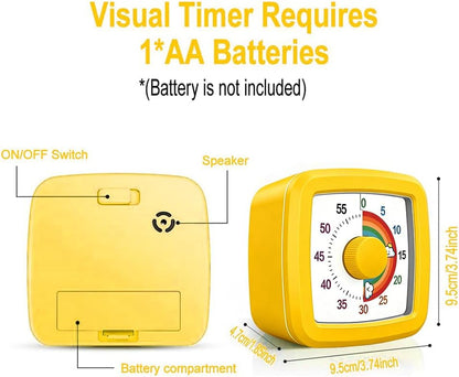 Visual Timer for Kids & Adults, 60 Minute Rainbow Countdown Timer, Time Management Tool for Classroom, Home, Kitchen, Office, School
