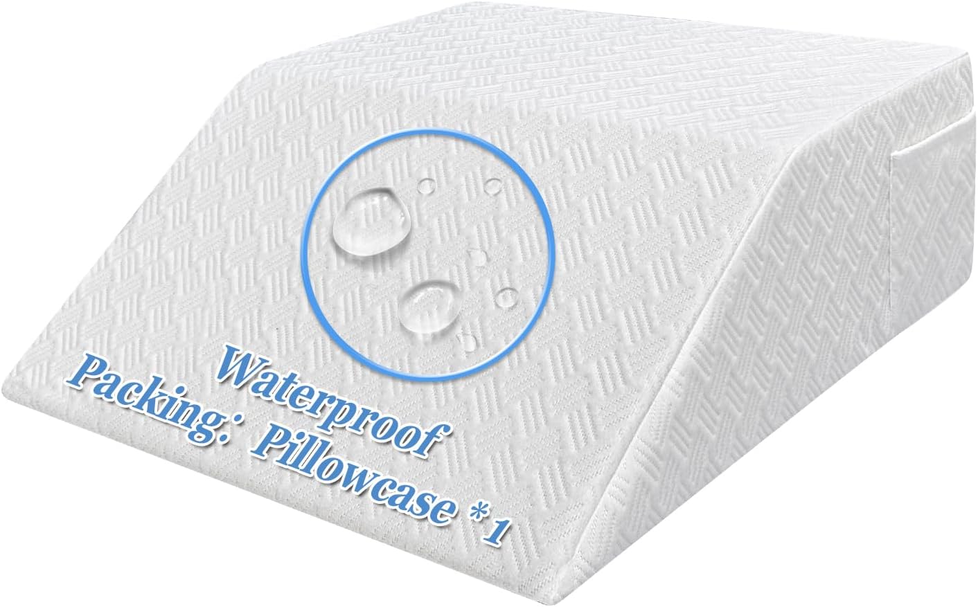 Wedge Pillow Cover case Leg Elevation Pillowcase Knee Post-Surgery Bed Wedge Replacement case with Pocket (Cover Only) - 24x21x8 Pillow Protector