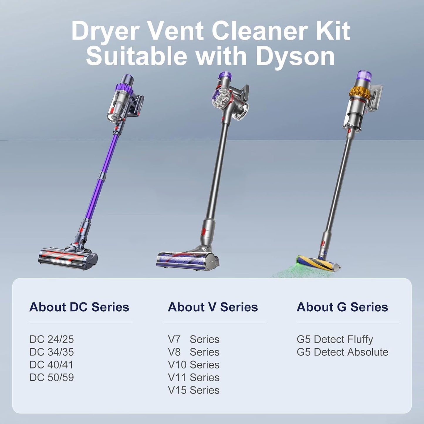 Dryer Lint Vacuum Attachment Compatible with Dyson V15 V12 V11 V10 V8 V7 Gen5 Cordless Vacuum Cleaner, Flexible Dryer Vent Cleaner Kit Lint, The switch lock, so you don't need press the switch tightly