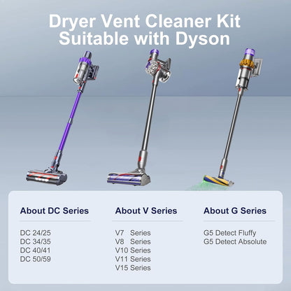 Dryer Lint Vacuum Attachment Compatible with Dyson V15 V12 V11 V10 V8 V7 Gen5 Cordless Vacuum Cleaner, Flexible Dryer Vent Cleaner Kit Lint, The switch lock, so you don't need press the switch tightly