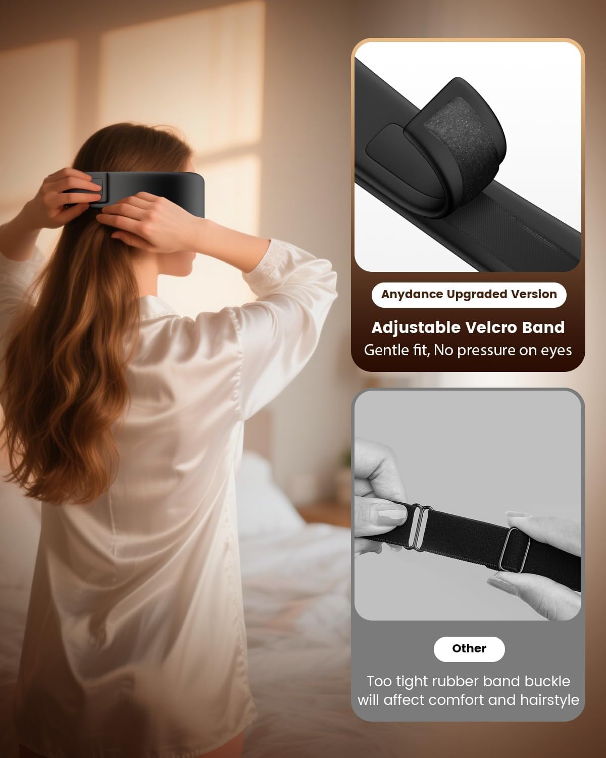 Anydance Heated Eye Mask - Cordless Eye Mask for Dry Eyes, Eye Relief, Improved Sleep, Timed Shutdown, 4 Temperature, Washable Eye Heating Pad for Travel, Removable for Cleaning