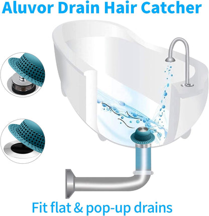 Aluvor Shower Drain Hair Catcher Bathtub Drain Cover Sink Drain Protector | Bathroom Sink & Bathtub Drain Strainer for Pop-Up & Regular Drains, Silver Grey
