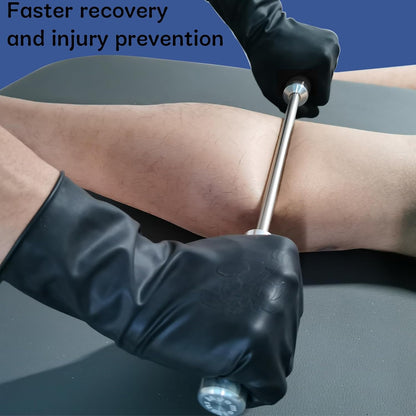 Stainless Steel Muscle Roller Stick for Legs with Silicone Grip and Ball Bearing Foot Roller for Athletes - Massage Roller Stick