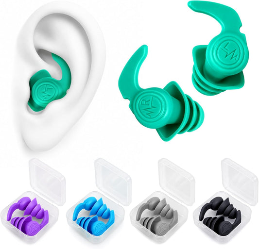 Swimming Ear Plugs, 5 Pairs Reusable Waterproof Ear Plugs for Swimming Adults & Teens, Soft Silicone Swim Earplugs with Individual Cases, Noise Reducing for Shower, Sleeping, Surfing, Travel