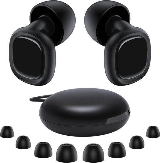 Ultra Soft Ear Plugs - 55dB (SNR) Noise Reduction Hearing Protection - Reusable Earplugs Flexible Comfortable Fit for Noise Sensitivity, Sleep, Work, Study, Airplane, Concerts & Festivals (Black)
