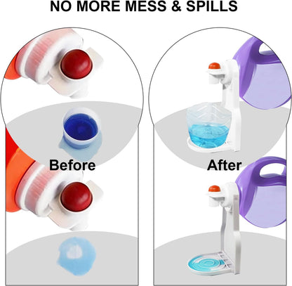 2PCS Laundry Detergent Dispenser Cup Holder, Fabric Softener Drip Catcher Effort-Saving Switch Easy Cleaning, Firmly Holds on Bottle spouts for a Mess-Free Laundry Room Organization