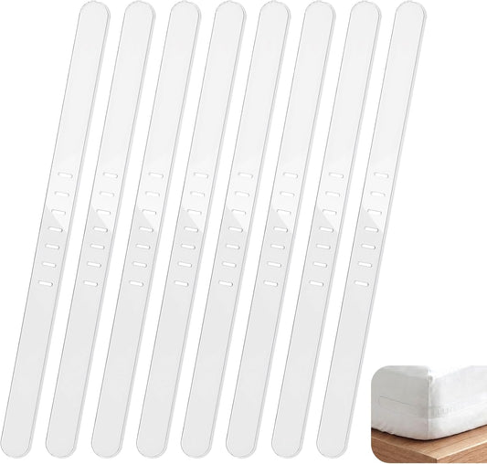 Junkin 8 Pcs Replacement Strips for Bed Sheet Holder, Clear Bedsheet Replacement Straps Compatible with Most Bed Lock Sheet Holders