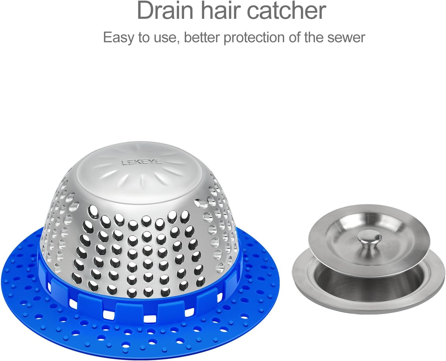 LEKEYE Drain Hair Catcher/Bathtub Drain Cover/Drain Protector for Pop-Up & Regular Drains(Patented Product)