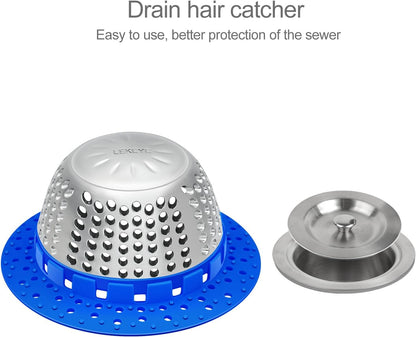 LEKEYE Drain Hair Catcher/Bathtub Drain Cover/Drain Protector for Pop-Up & Regular Drains(Patented Product)