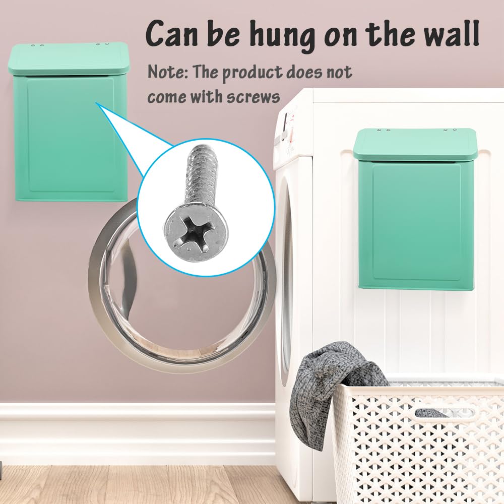 Picowe Magnetic Laundry Storage, Large Metal Lint Holder Bin with Lid for Laundry Room, Space-Saving Trash Container Hanging on Dryer, Washer or Wall Mount Trash Bin (White)