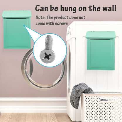 Picowe Magnetic Laundry Storage, Large Metal Lint Holder Bin with Lid for Laundry Room, Space-Saving Trash Container Hanging on Dryer, Washer or Wall Mount Trash Bin (White)