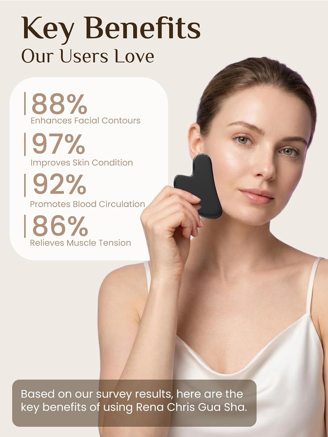 Rena Chris Gua Sha Facial Tools, Stainless Steel Guasha Tool for Acupuncture, Manual Massage Tool for Jawline Sculpting and Puffiness Reducing, Gua Sha Facial Massage Tool, Skin-Care Gift (Silver) | Face Massage Tool for Jawline Sculpting, Puffiness