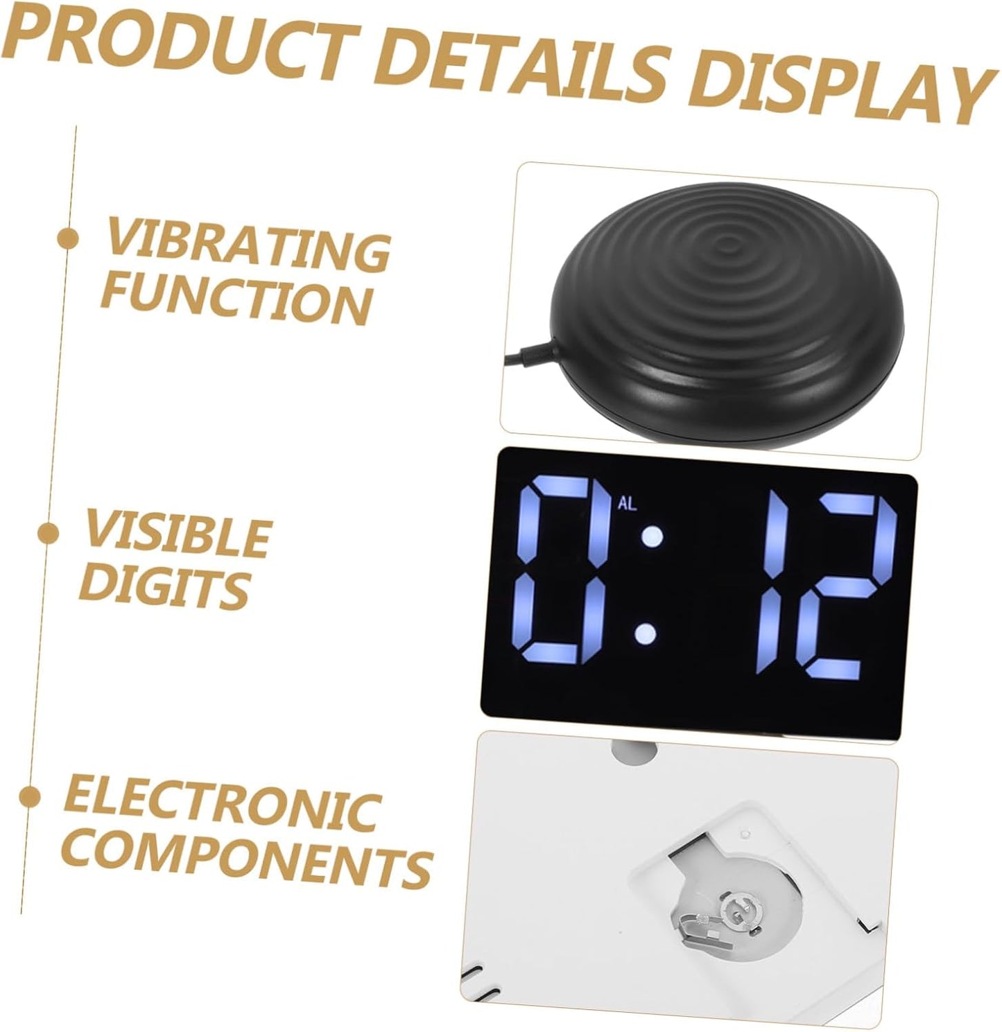 DECHOUS Digital Bed Shaker Vibrating Alarm Clock with Large Mirror Display, Dual Alarms, RGB Backlight, Loud Sound for Heavy Sleepers and Bedroom Use