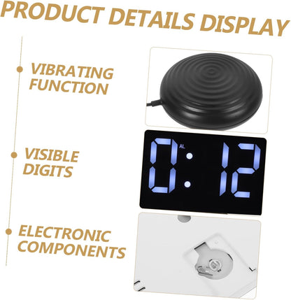 DECHOUS Digital Bed Shaker Vibrating Alarm Clock with Large Mirror Display, Dual Alarms, RGB Backlight, Loud Sound for Heavy Sleepers and Bedroom Use
