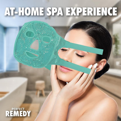 Perfect Remedy Face Ice Pack, Reusable Hot & Cold Ice Face Mask, Gel Compress for Helping with Puffy Eyes and aiding in Conditions of Swelling, Facial Spa Cooling Mask for Women and Men (Blue)