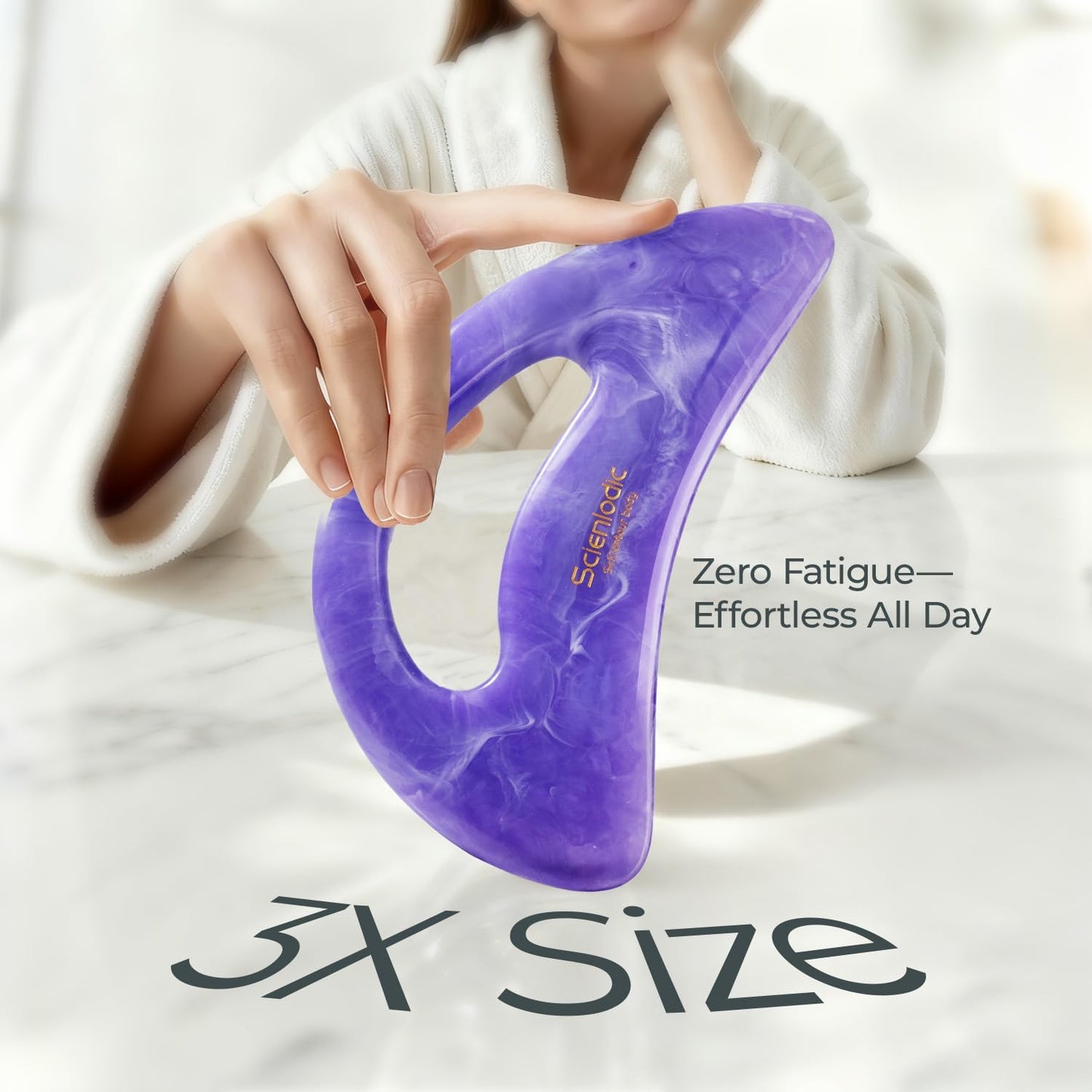 Scienlodic Gua Sha Massage Tool with Handle (Resin) Larger Guasha Scraping Tool for Back Neck Face Leg Massage, Lymphatic Drainage, Cellulite Remove - Large