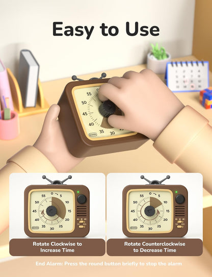LIORQUE Visual Timer for Kids with Pause, 60 Minute Countdown Timer, Green | Non-Ticking, 3 Volume Levels, Back Magnetic, Two Ringing Durations, Light Indicator, for Classroom Kitchen Office ADHD
