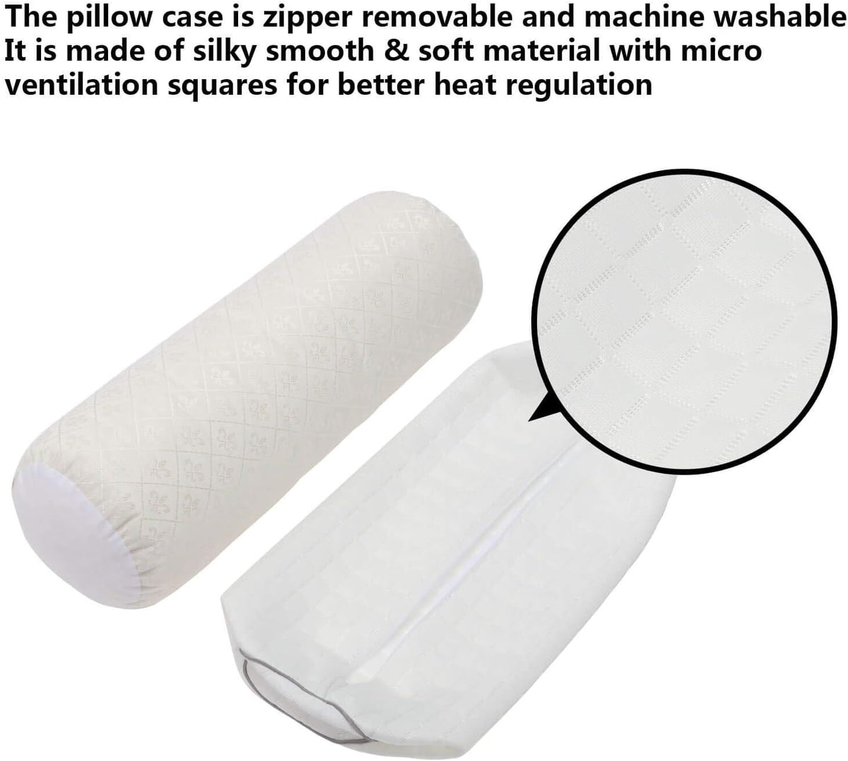 Kingnex Cylinder Bolster Roll Pillow for Sleeping on Back or Side 20x8
