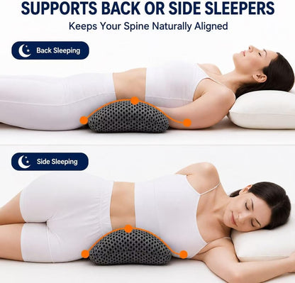 Ergonomic Lumbar Support Pillow, Memory Foam Back Cushion | Back Pillow for Low Back Pain Relief, Ergonomic Support with Detachable Fixation Band for Office Chair, Car Seat and Recliner