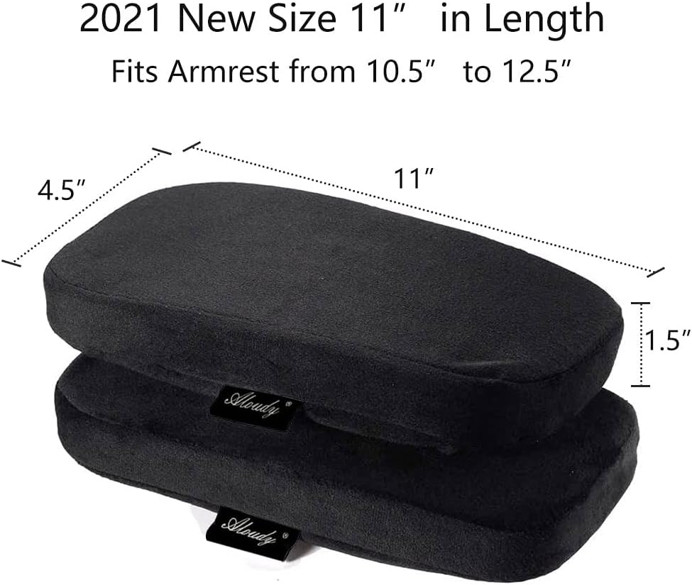 Aloudy Arm Rest Pillow, 2021 NEW Size 11” Office Chair Armrest Cover Pads, Comfy Desk Chair Cushions for Elbows and Forearms(Large, Set of 2)