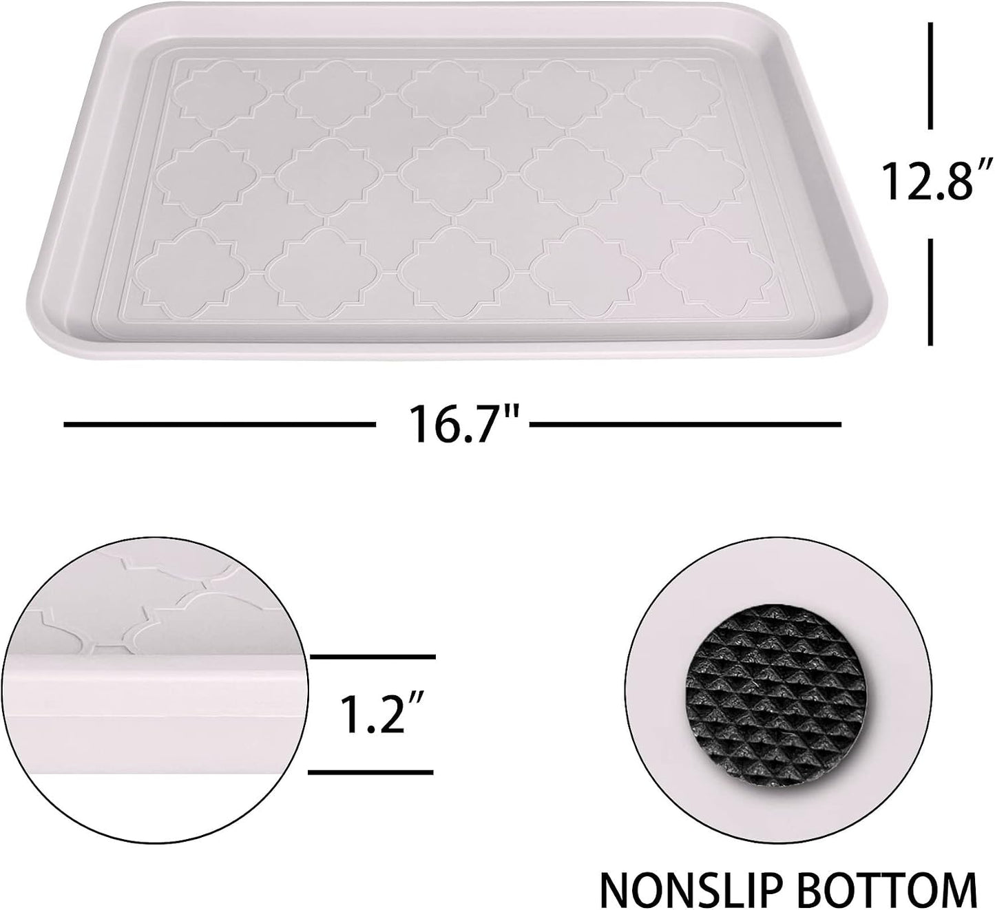WATANIYA PET Boot Tray for Entryway Indoor, Heavy Duty Shoe Mat Tray 2 Packs, 16.7"x12.8" Waterproof Shoes Trays with Raised Edge, Outdoor Multi-Purpose Mats for Boots, Garden, Pets