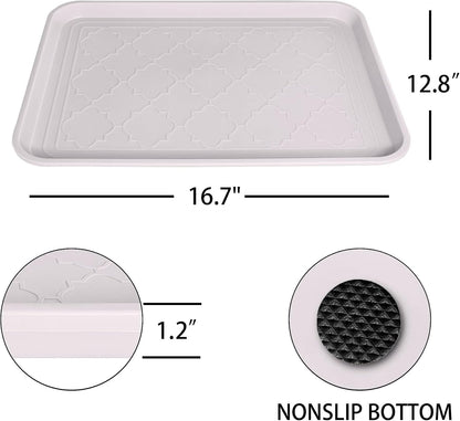 WATANIYA PET Boot Tray for Entryway Indoor, Heavy Duty Shoe Mat Tray 2 Packs, 16.7"x12.8" Waterproof Shoes Trays with Raised Edge, Outdoor Multi-Purpose Mats for Boots, Garden, Pets