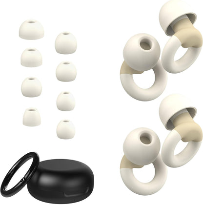 JUSTRVN Ear Plugs for Sleeping, 2 Pairs of Reusable Earplugs for Noise Reduction 25dB-30dB with 8 Ear Tips, Soft Hearing Protection Ear Plugs for Concert,Noise Sensitivity, Study & Work, Black