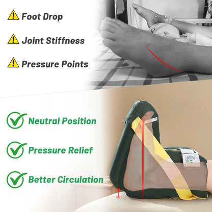 Foot Drop Heel Protector – Ankle Support for Bed Sores, Pressure Relief & Diabetic Care – Adjustable Straps, Breathable, Machine Washable (Dark green, Free Size)
