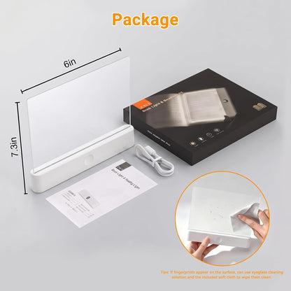 Amber Book Light, Rechargeable Clear LED Flat Reading Light with 3 Colors & Timer, Dimmable Panel Plate Lamp Book Full Page Light for Reading in Bed at Night, Funny Gifts for Readers Book Lovers