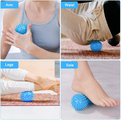 URAQT Spiky Massage Ball Set, 2 Pack Physical Therapy Massage Balls, Hard Lacrosse Ball & Spiky Massage Ball for Myofascial Release and Trigger Point Deep Tissue Massage (Purple)