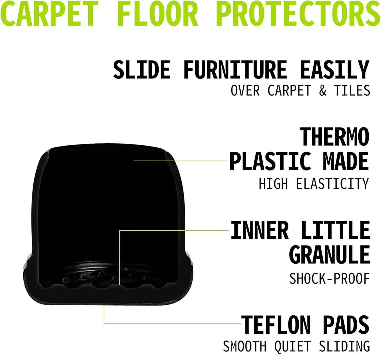 Chair Sliders for Carpet, 16PCS Furniture Sliders for Carpeted Floors & Hardwood Floors, Round Chair Glide Pads for Quickly and Easily Moving Furniture, Protect Floor(Clear, Fit 0.75"-1.1") | Chair Glides for Carpet & Hardwood Floor, Furniture Slides