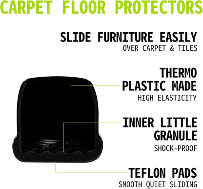 Chair Sliders for Carpet, 16PCS Furniture Sliders for Carpeted Floors & Hardwood Floors, Round Chair Glide Pads for Quickly and Easily Moving Furniture, Protect Floor(Clear, Fit 0.75"-1.1") | Chair Glides for Carpet & Hardwood Floor, Furniture Slides