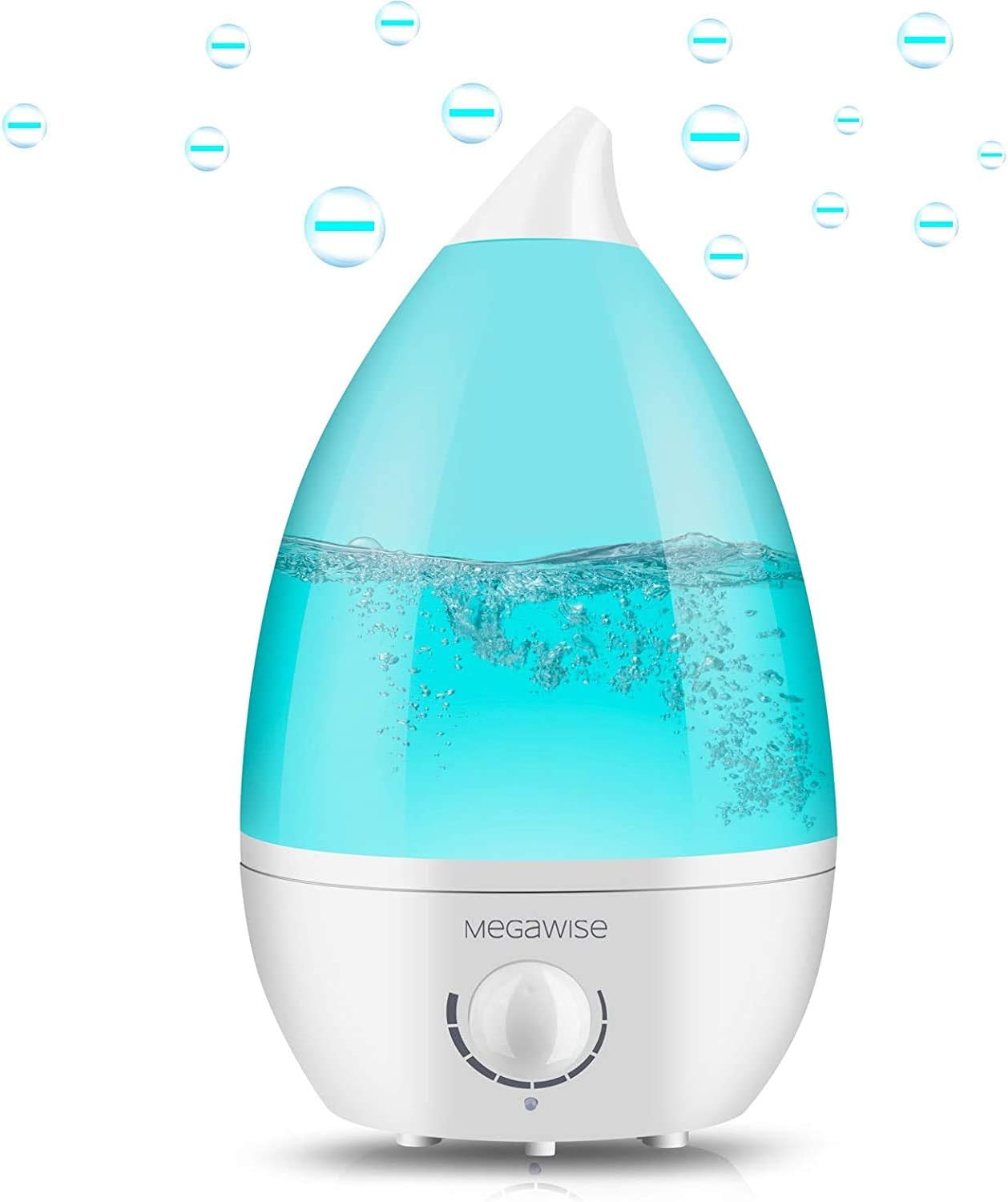 MEGAWISE 3.5L Cool Mist Humidifier – Ultra-Quiet Ultrasonic Vaporizer with Top-Fill Design, Essential Oil Diffuser, 7-Color Night Light & Auto Shut-Off