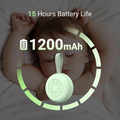 Portable Baby Sound Machine [White Noise for Babies Kids Adults][Supports Bluetooth Audio Playback][Timer Function][12 Soothing Sounds] 15 Hours Battery Life, Travel,Shower,Clips on Baby Stroller