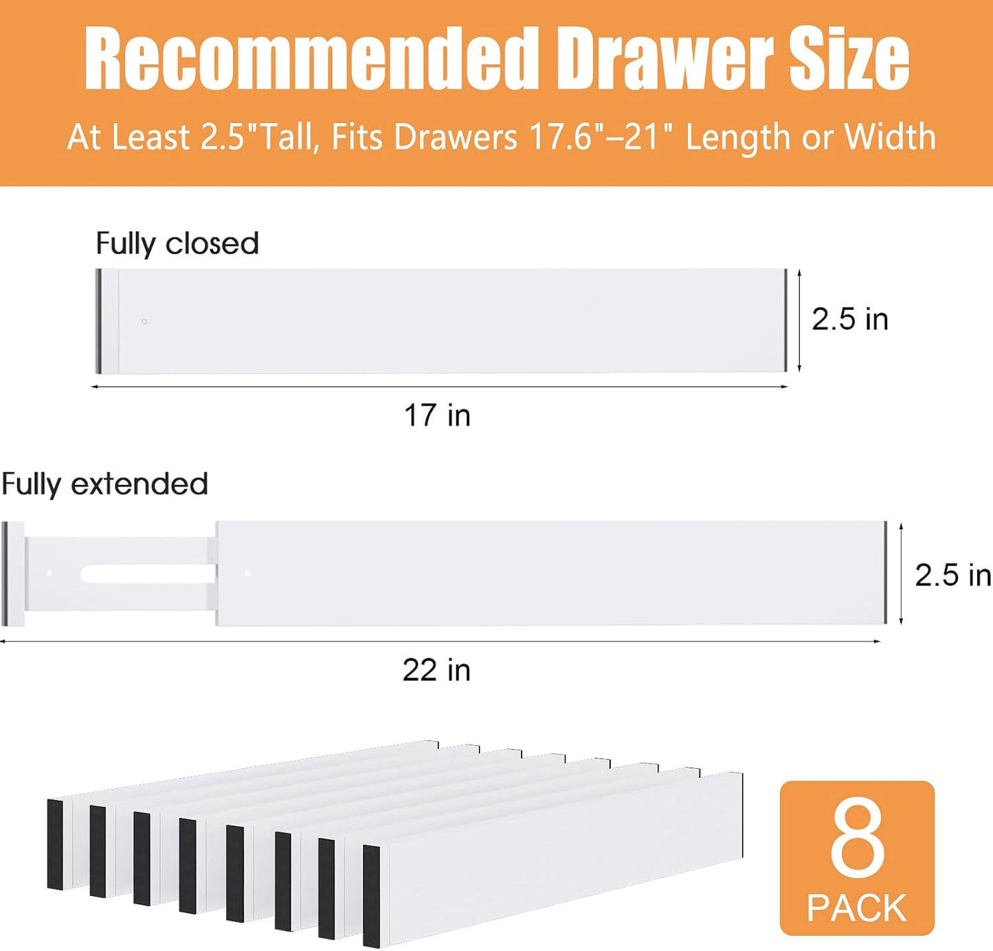 Bamboo Drawer Dividers, Adjustable Drawer Organizers, Fits 12.6–16" Drawers | 2.5" High, 4 Pack Expandable Drawer Separators for Kitchen, Nursery, Dressers & Office Storage, Natural