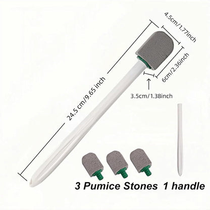 Pumice Stone Toilet Cleaning Kit with Long Handle - Effortless Hard Water Stain Remover for Toilets, Tubs & Tile - Includes 1 Handle + 3 Pumice Stones, Safe for Porcelain & Ceramic Surfaces