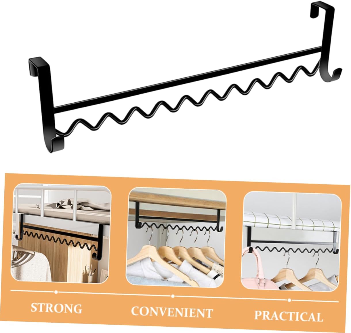 Bedside Hanging Hook Rack Over Bed Clothes Hook for Towels Coats Clothes Fits Bunk Bed Dorm Room Organizer 15.74X3.93X1.25In