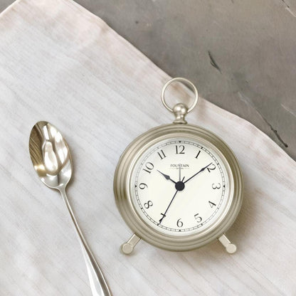 5.4" Jensen Pocket Watch Analog Alarm Clock,Morning Silver | Silent Non Ticking,Durable Metal,Loud Desk & Shelf Alarm Clocks for Bedroom,Home Office, Mantel & Living Room