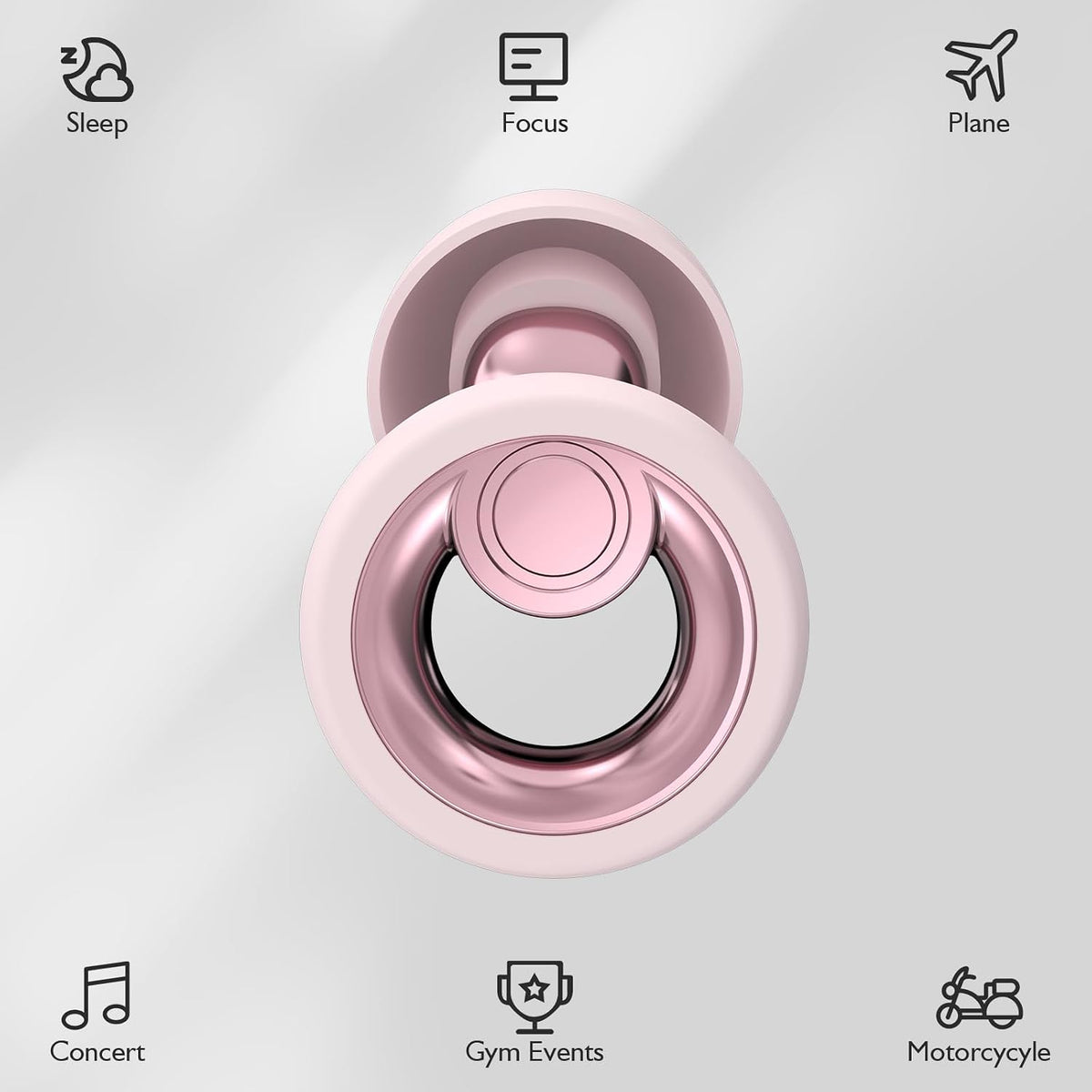 Ear Plugs for Sleeping Noise Cancelling - Reusable Silicone Earplugs for Concert, Motorcycle, Sports and Festivals, 30dB Noise Reduction, Washable Hearing Protection - Pink