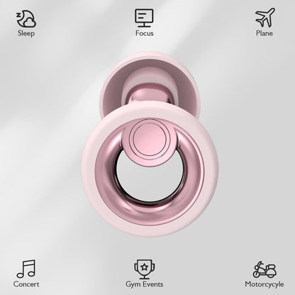 Ear Plugs for Sleeping Noise Cancelling - Reusable Silicone Earplugs for Concert, Motorcycle, Sports and Festivals, 30dB Noise Reduction, Washable Hearing Protection - Pink