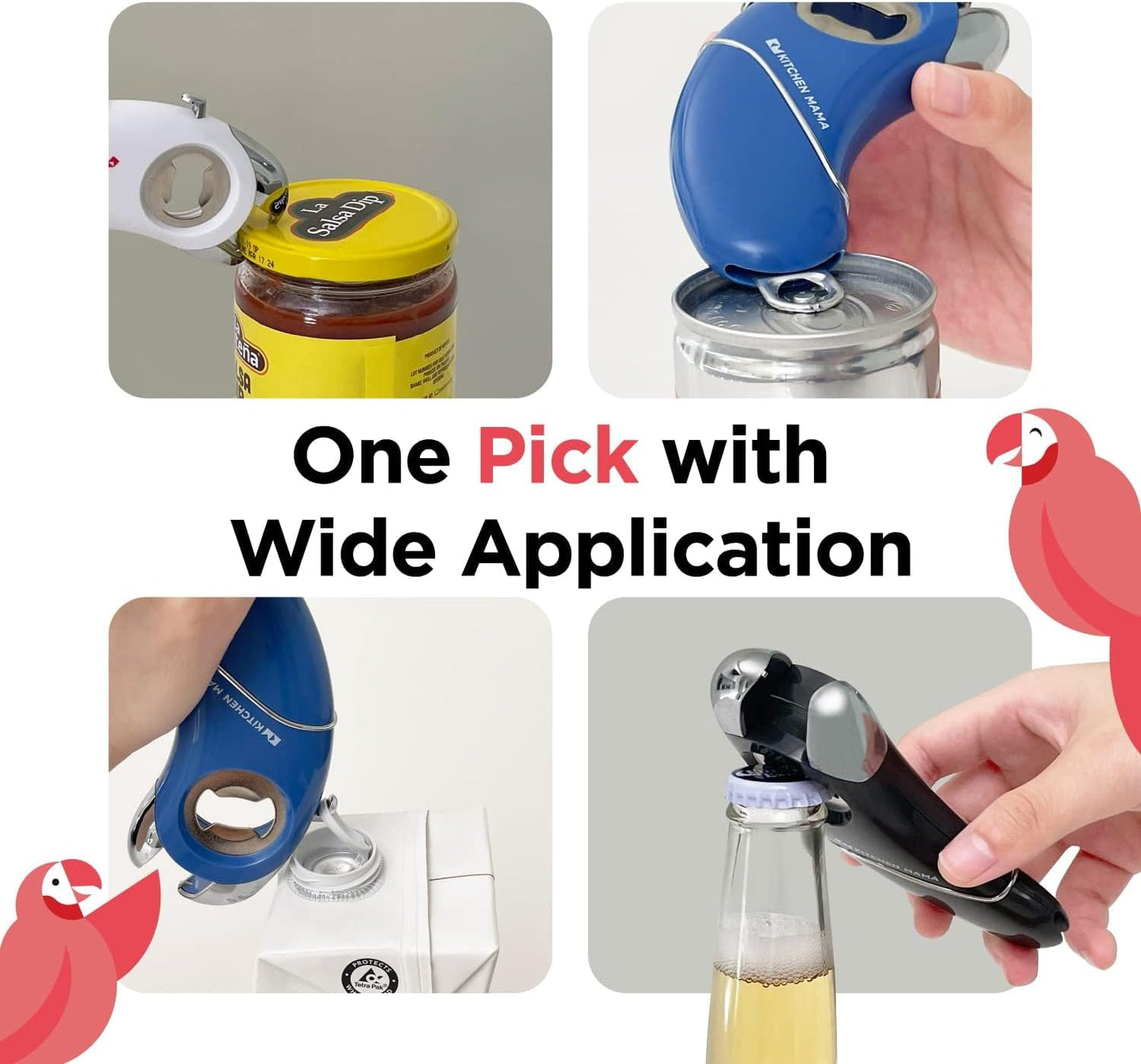 Kitchen Mama Epic One Multifunction Opener, Teal | Magnetic Bottle Opener, Beer Soda Opener, Effortless Jar Lid Opener, For Seniors and Elderly with Weak Hands and Arthritis