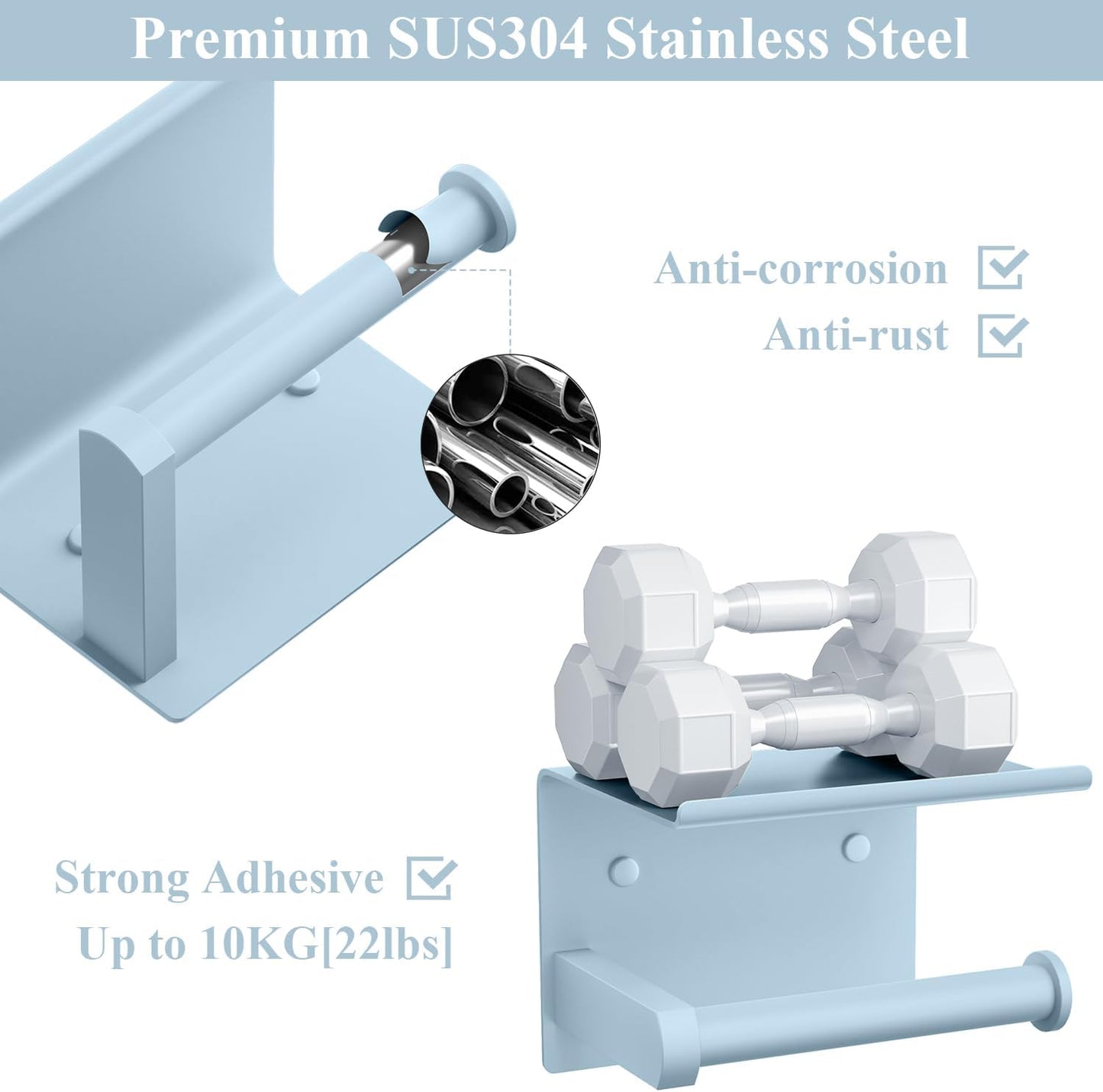 Toilet Paper Holder with Shelf Wall Mounted Toilet Paper Roll Dispenser | Heavy Duty Stainless Steel Brushed Nickel
