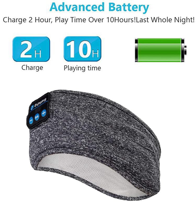 Wireless Bluetooth Sports Headband Headphones Ultra-Thin HD Stereo Perfect for Sleeping,Workout,Jogging,Yoga,Insomnia, Air Travel, Meditation Gray