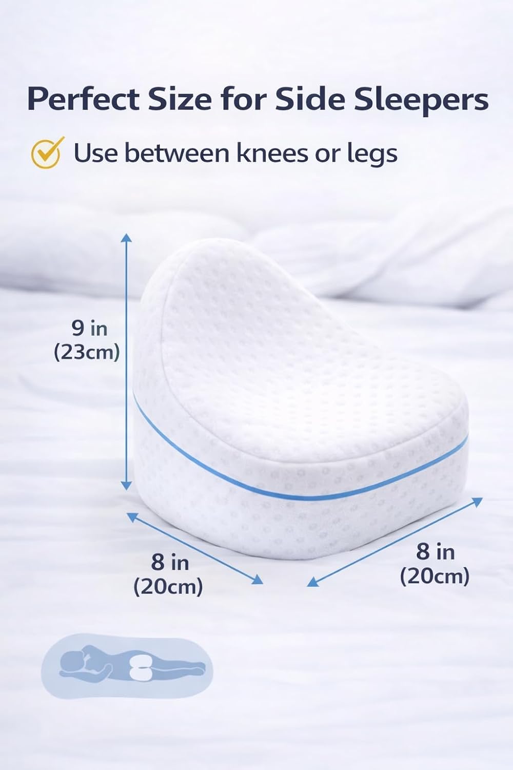 Leg & Knee Memory Foam Pillow for Side Sleepers – Ergonomic Support Cushion for Back, Hip & Sciatica Pain Relief – Spine Alignment & Comfortable Sleep