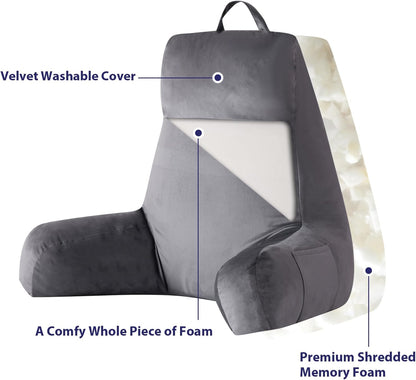IPYNBAP Back Pillow for Bed Sitting up, Reading Pillow, 18 Inch, Grey
